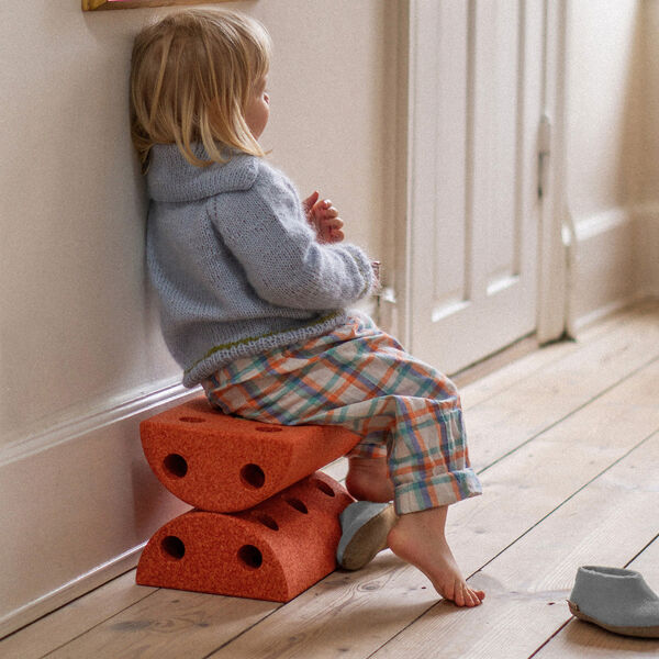 Kids Stool, burnt orange/dusty green, MODU