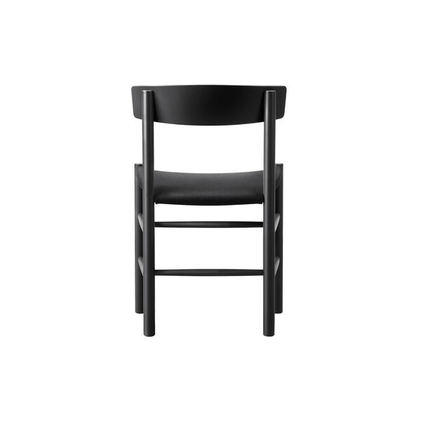 J39 Mogensen Chair with Seat Upholstery, black lacquered beech/black canvas, Fredericia Furniture