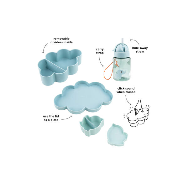 Playground Lunch & Snack Box with Straw Bottle, blue Playground Lunch & Snack Box with Straw Bottle, blue, Done by Deer