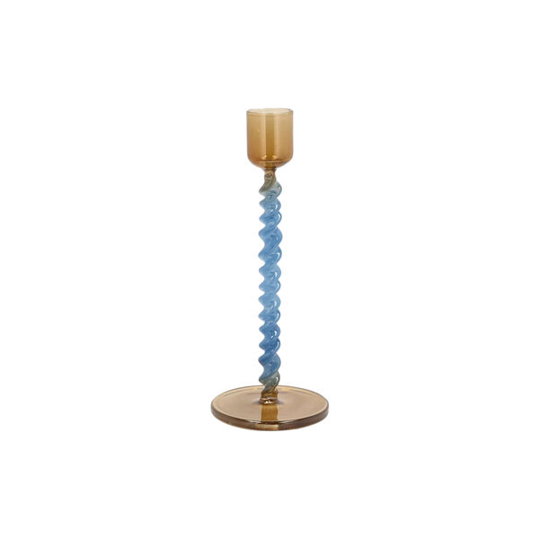Styles Glass Candlestick, blue/amber Styles Glass Candlestick, blue/amber, Villa Collection