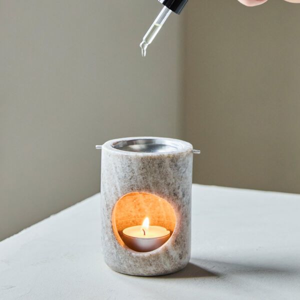 Oil burner MKMarble, beige/silver finish, Meraki