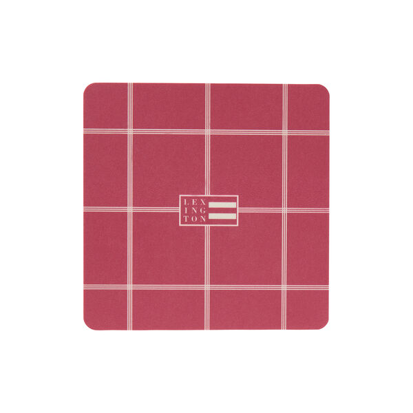 Laminated Coaster | Gift Set Of 4 | Red/Light Beige | Laminated Coaster, Lexington