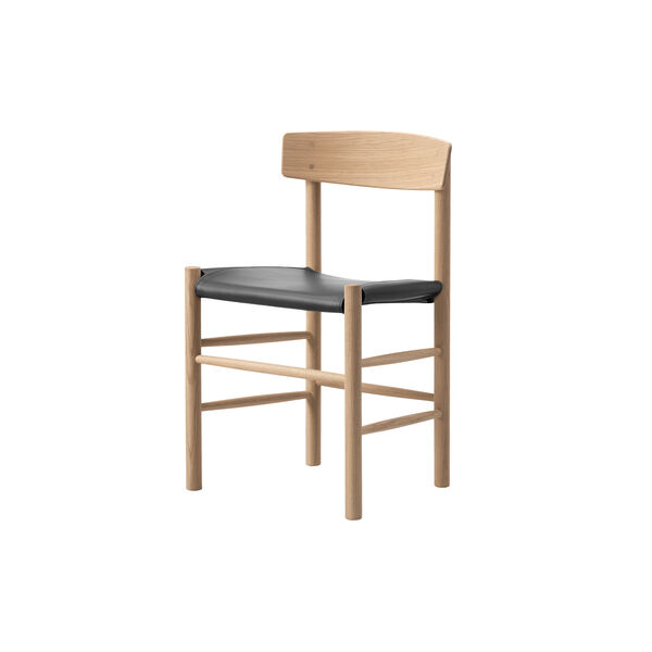J39 Mogensen Chair with Seat Upholstery, soap treated oak/Omni 301 black, Fredericia Furniture