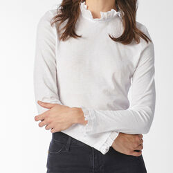Organic Slub Frill Longsleeve, white, Rich & Royal