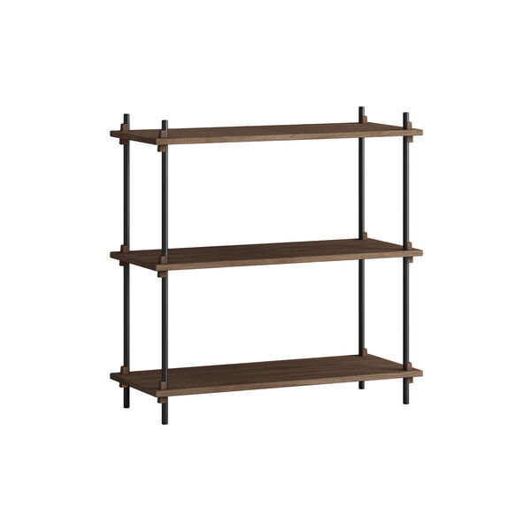 Shelving System &ndash; S.85.1.A, smoked oak/black, MOEBE