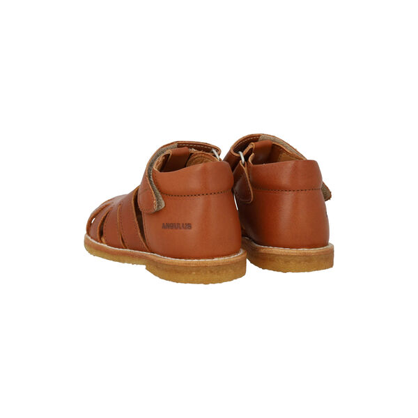 Sandal with Dinosaur Embroidery, cognac, ANGULUS