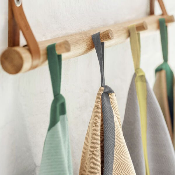 Tea towel herringbone twill 2 pcs., taupe/green, EKTA Living
