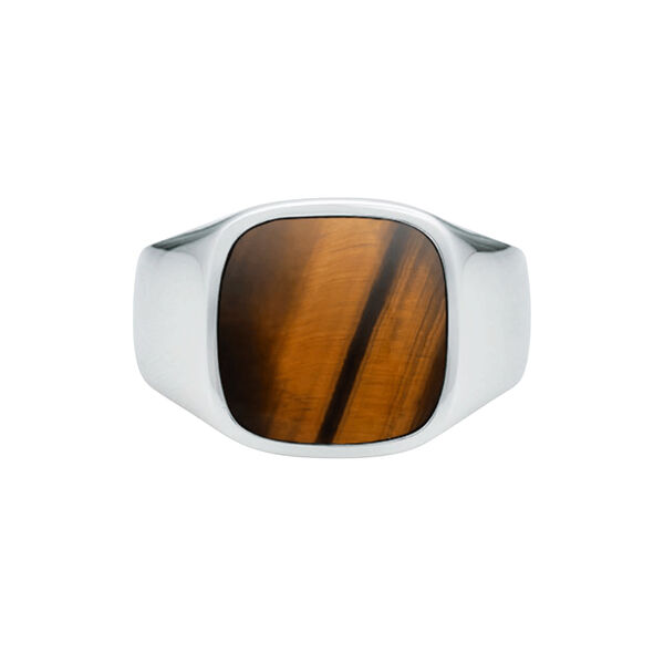 IX Cushion Signet Ring Tiger Eye, silver, IX Studios