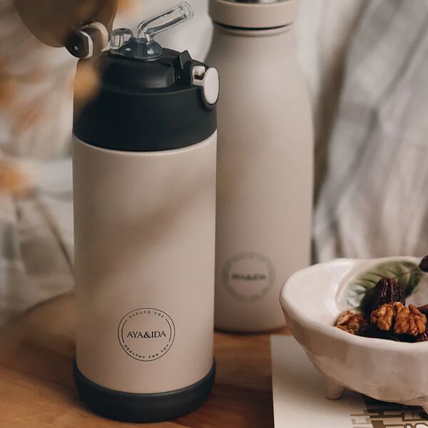 Kids Straw Bottle, cream beige Kids Straw Bottle, cream beige, AYA&IDA