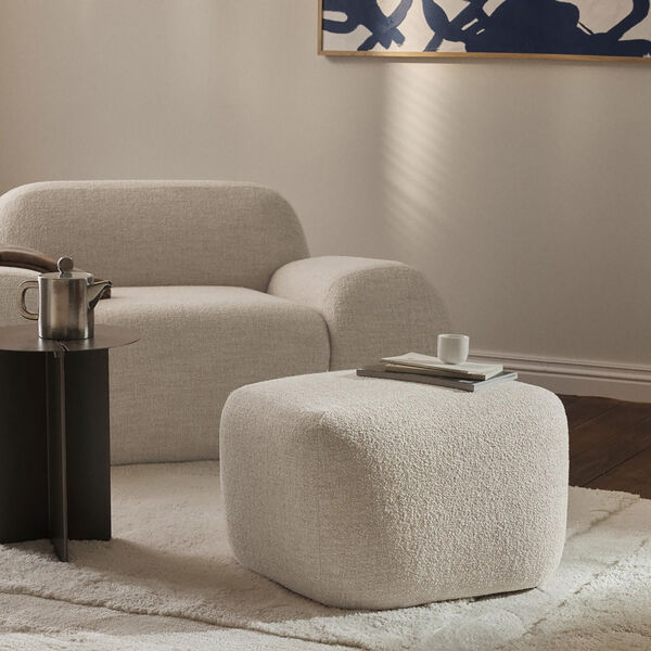 Wolke Ottoman, boucl&eacute; light beige, Westwing Collection