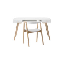 Wood Desk 66 cm & Armchair Set, white/oak, Oliver Furniture
