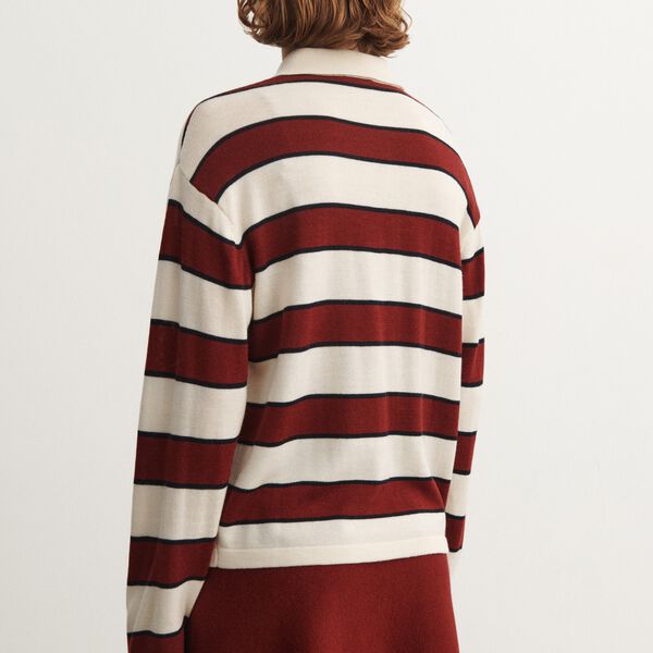 Striped Polo, ecru/cranberry Striped Polo, ecru/cranberry, FUB