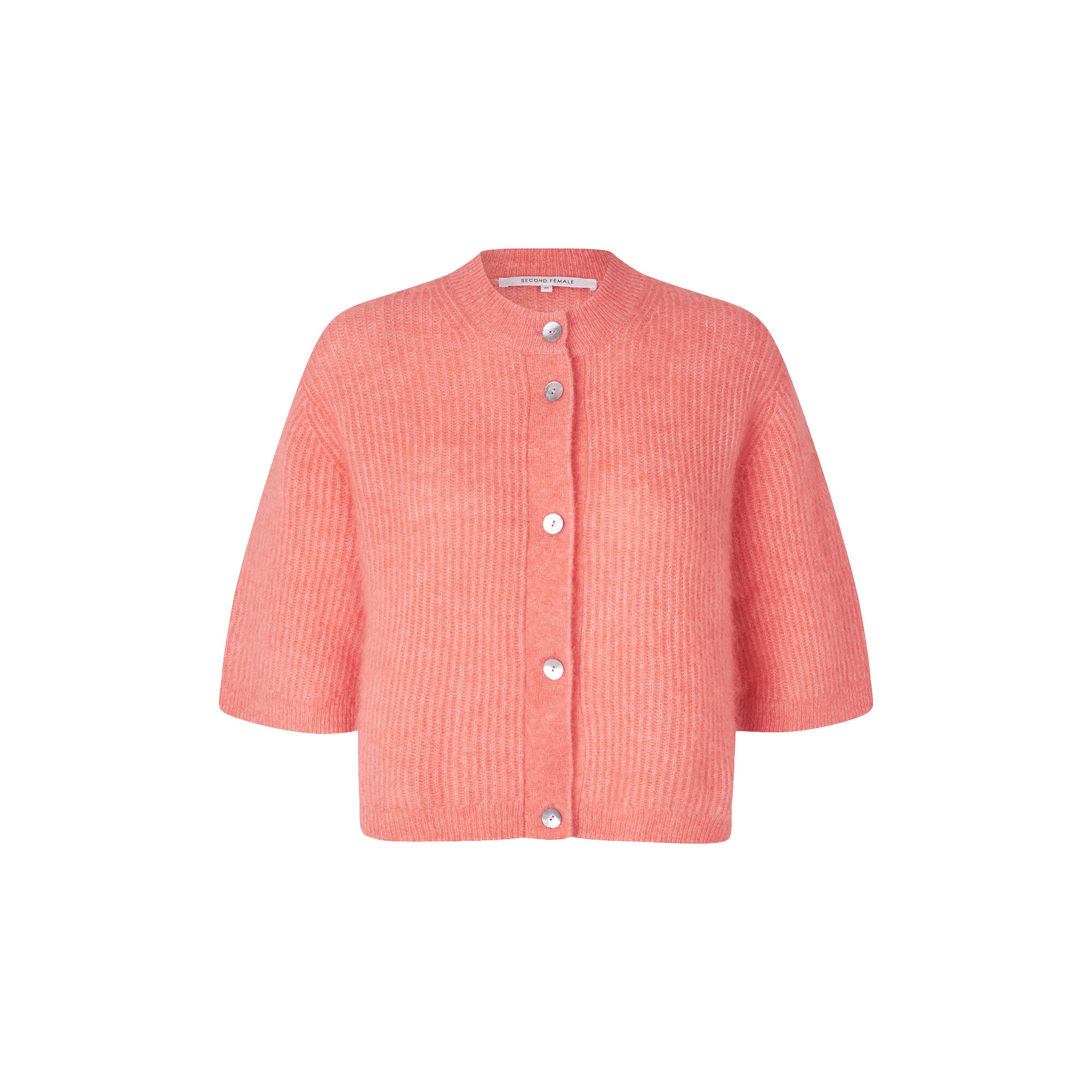 Andrea Knit Rib Cardigan, coral haze