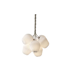 The Bouquet 7 Chandelier with Paper Shades, white/oak, LE KLINT