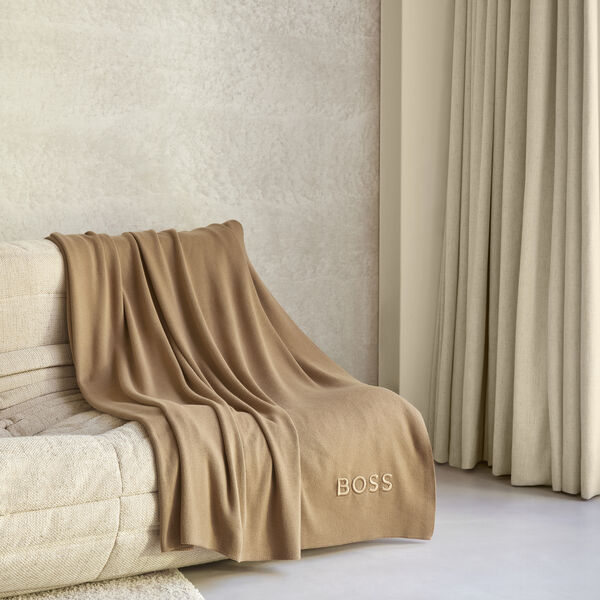 Bold Logo Throw, camel, BOSS Home