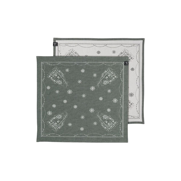 Christmas Morning Story | Damask napkins 2 pcs. | 45x45 | White/green, Wik & Wals&oslash;e
