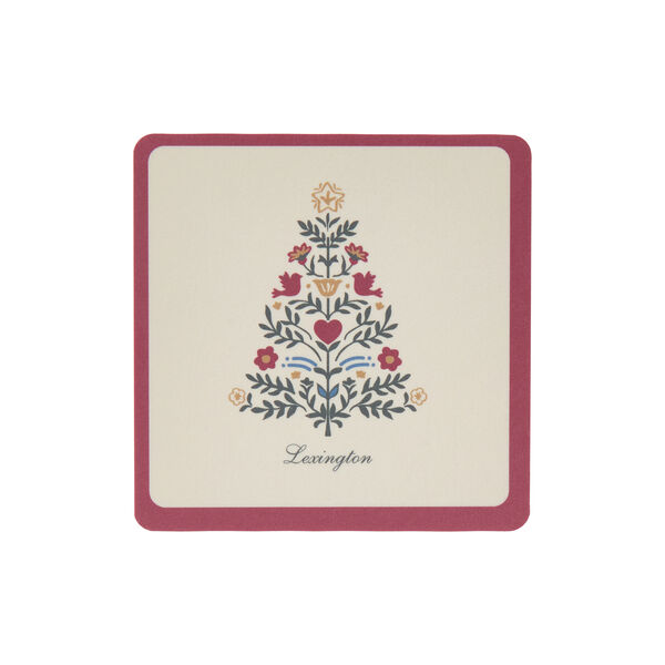 Laminated Coaster | Gift Set Of 4 | Red/Light Beige | Laminated Coaster, Lexington