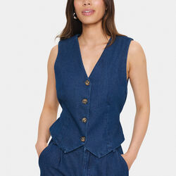 JaclynSZ Vest, dark blue denim, Saint Tropez