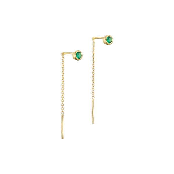 Noora chain earrings, green, Pure by Nat
