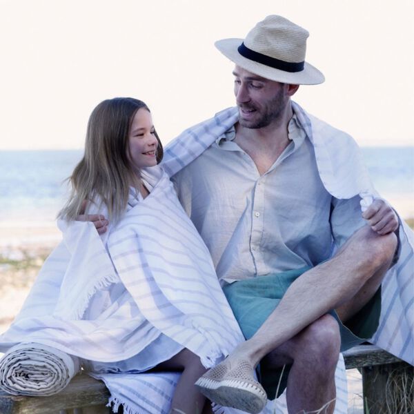 Hammam Towel, powder blue stripes, Home by Ilse Jacobsen