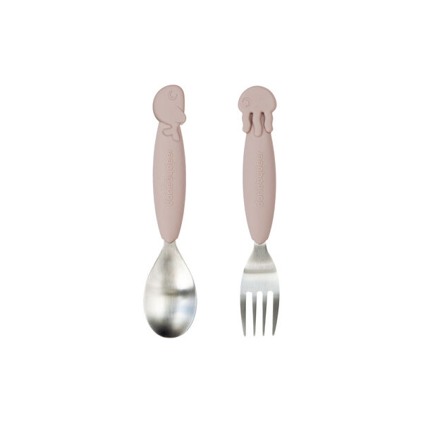 Sea Friends YummyPlus Spoon & Fork Set, powder Sea Friends YummyPlus Spoon & Fork Set, powder, Done by Deer