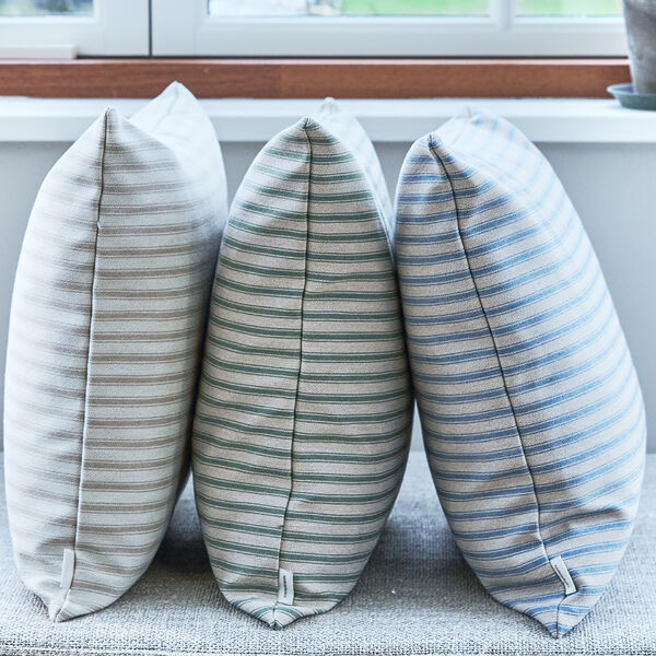 Outdoor Fine Stripe Cushion, green, Compliments