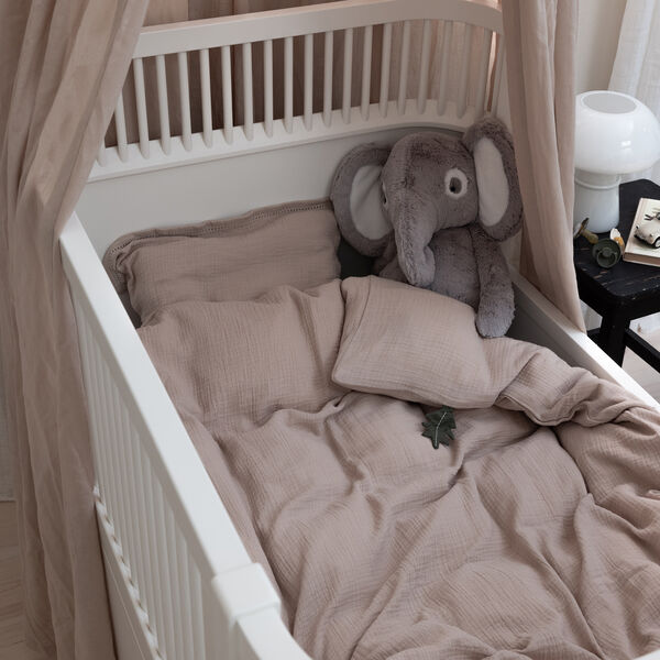 2-piece Muslin Junior Bed Linen, seabreeze beige 2-piece Muslin Junior Bed Linen, seabreeze beige, Sebra