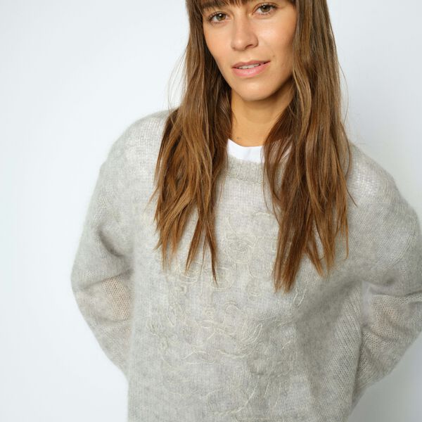 MMAroa Bernat Emb Knit, light grey melange, MOS MOSH