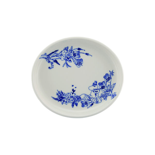 Haru oval plate 16 cm, white/blue Haru oval plate 16 cm, white/blue, Moomin Arabia