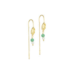 Josie chain earrings w. gemstones, gold plated/green, Pure by Nat