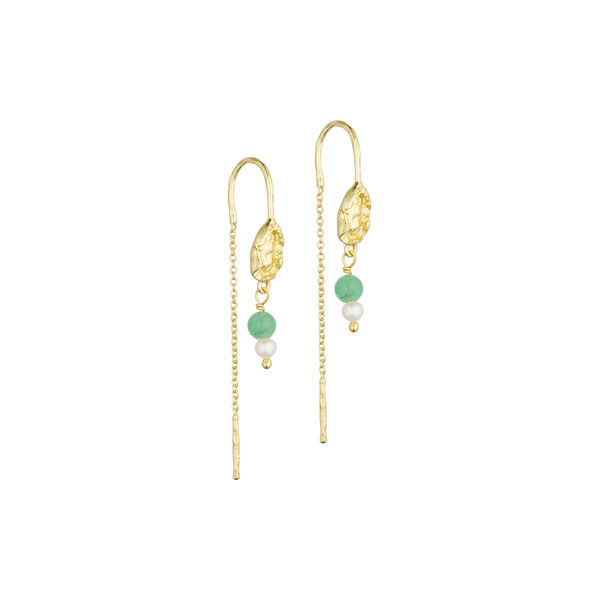 Josie chain earrings w. gemstones, gold plated/green, Pure by Nat