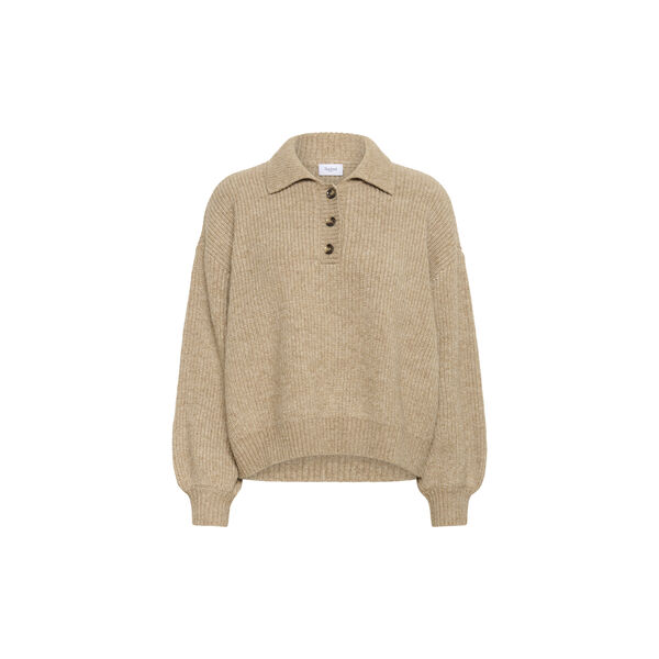 OttolineSZ Polo Pullover, tannin melange, Saint Tropez