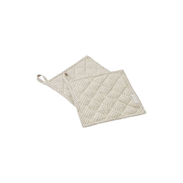 ADA POT HOLDERS, creme black plaid, Studio Feder