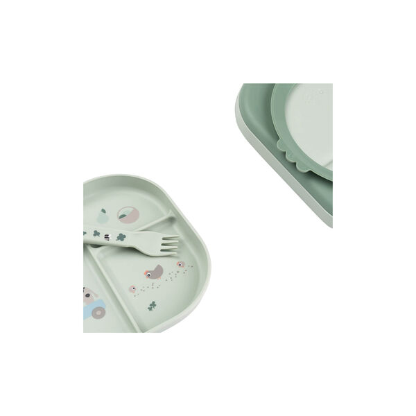 Tiny Farm Foodie Dinner Set with Suction, green Tiny Farm Foodie Dinner Set with Suction, green, Done by Deer