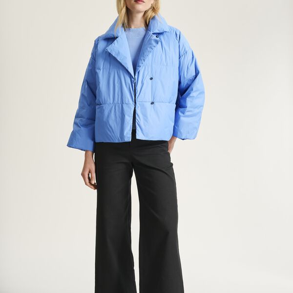 Feather down jacket with lapel, lake blue, BITTE KAI RAND