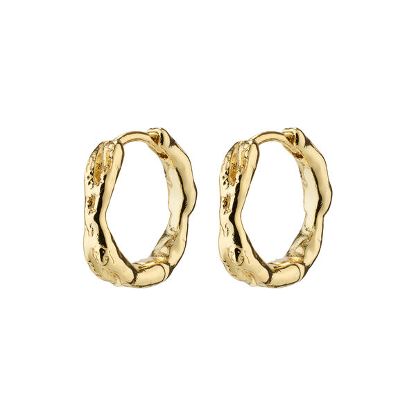 EDDY recycled organic shaped small hoops, gold-plated, Pilgrim