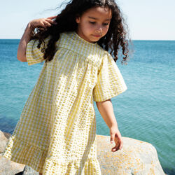 Flair Dress, lemon checks, Serendipity