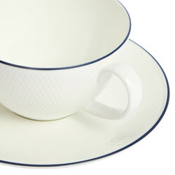 Gio Teacup with saucer, white/blue line, Wedgwood