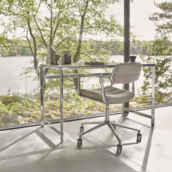 VIPP453 Swivel+ Chair with Castors, dark sand/polished aluminium, Vipp