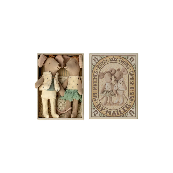 Little Sister & Little Brother Royal Twins Mice in Matchbox, Maileg