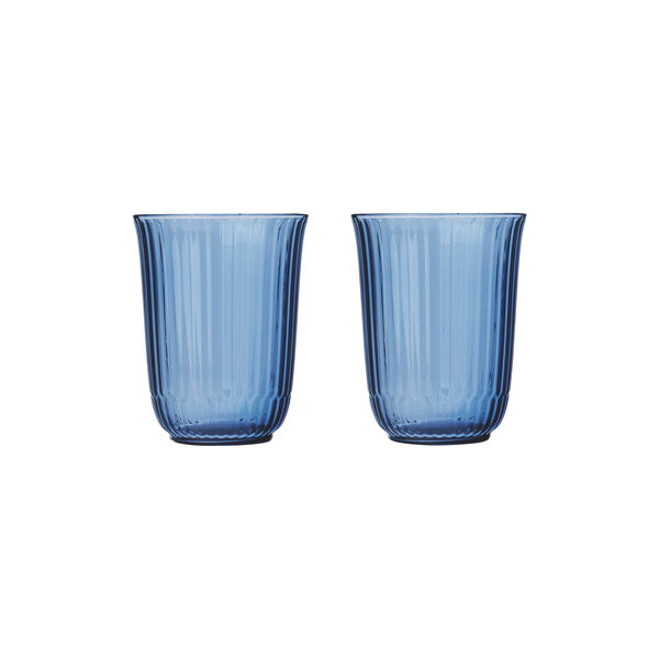 Waves Water Glass tall 2 pcs, blue, Royal Copenhagen