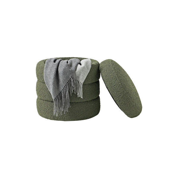 Alto Pouf with Storage Space, boucl&eacute; dark green, Westwing Collection