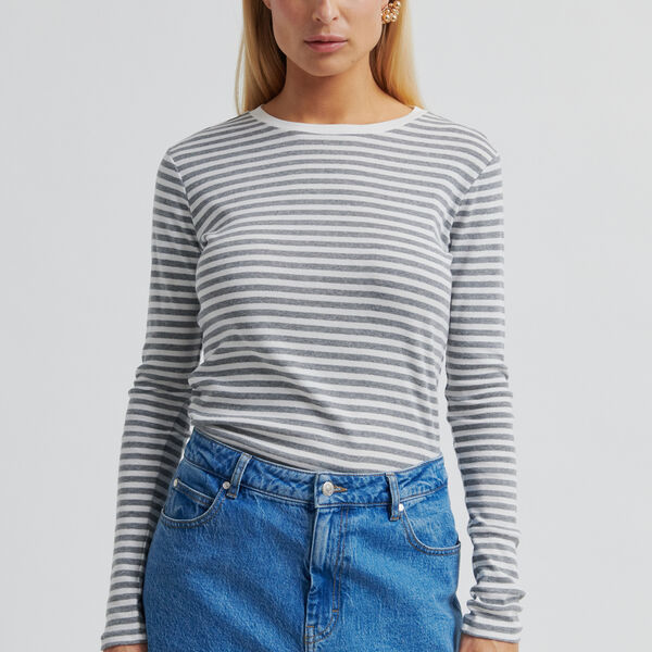 Alvilda O-Neck Tee, light grey melange, Second Female