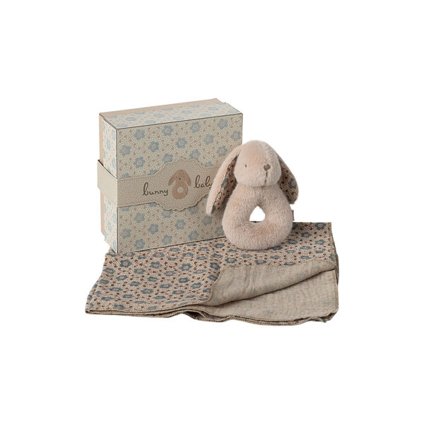 Bunny Rattle Set, powder, Maileg