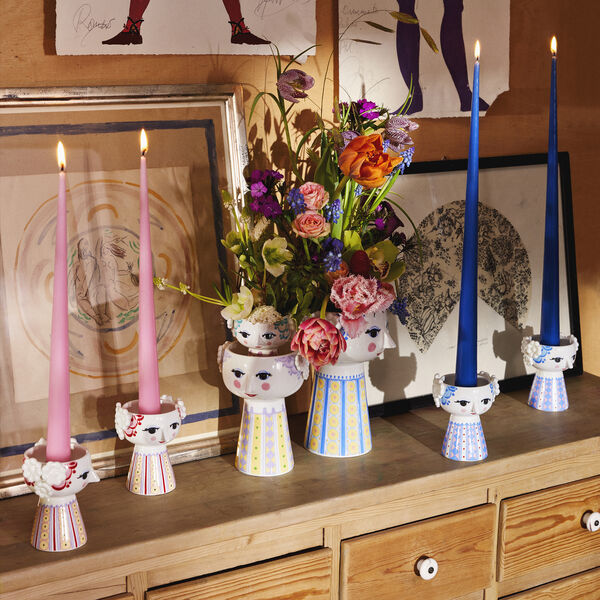 Eva Candle Holder, blue, Bjørn Wiinblad