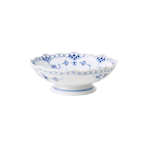 Blue Fluted Full Lace Bowl on foot 37 cl, Royal Copenhagen