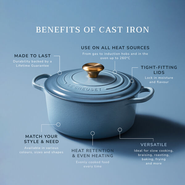 Signature round cast iron pot &Oslash; 24 cm, chambray, Le Creuset