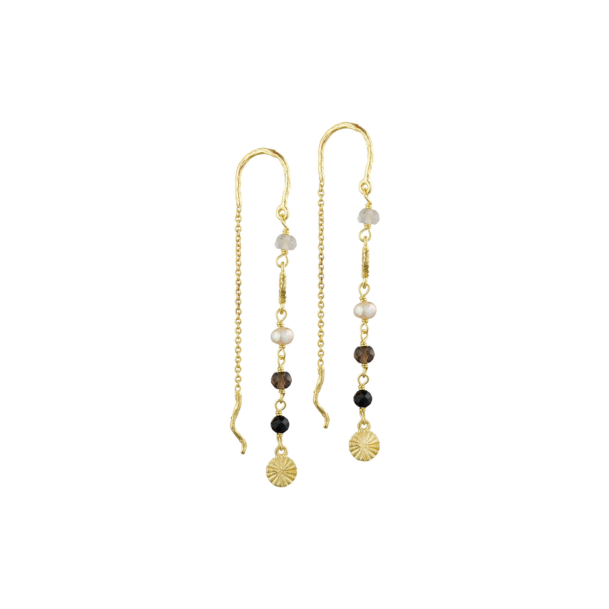 Stone chain shop earrings