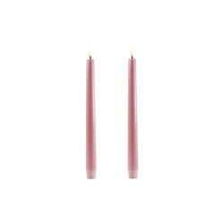 LED Classic Taper Candle 25 cm 2 pcs, dusty rose, Uyuni Lighting