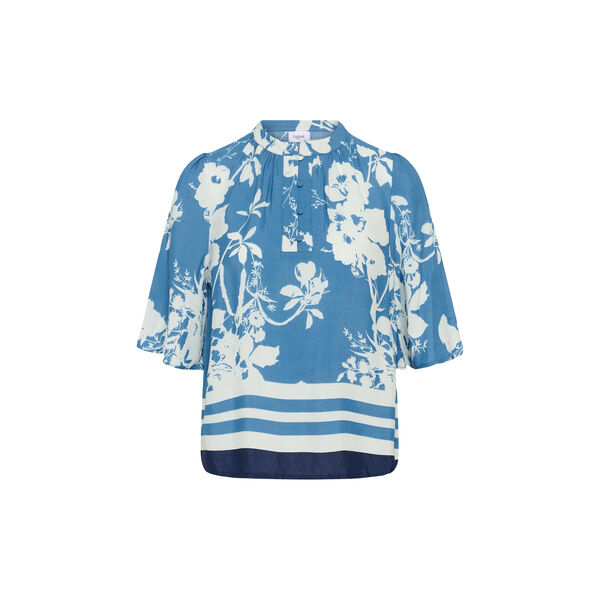 RashedaSZ Blouse, vallarta blue flower bouquet, Saint Tropez